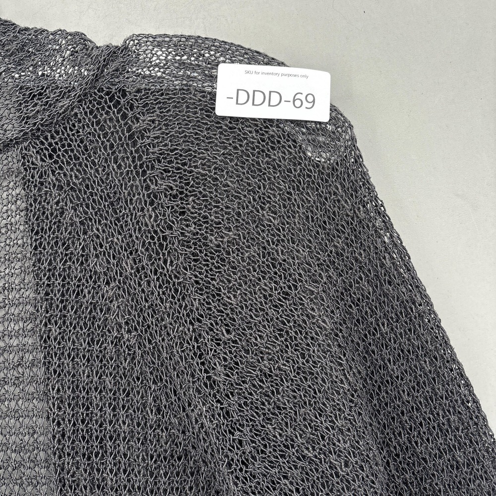 Eileen Fisher Cardigan XL Gray Linen Blend Open Stitch Knit Chain Lightweight - Picture 9 of 9